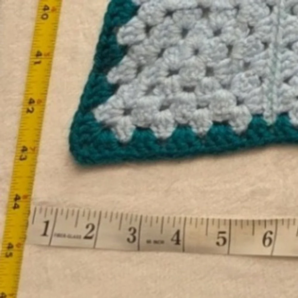 Handmade Crochet Granny Square Lap Blanket Star Pattern Boho Throw 43x43 - Picture 9 of 10